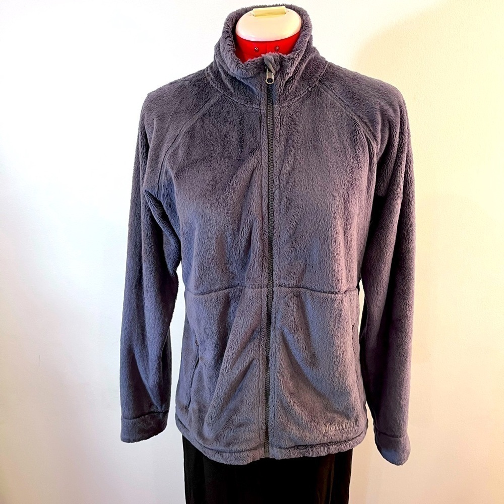 Marmot Women’s Fleece Zip Up Jacket Front Zip Pockets in Dark Grey Size Medium
